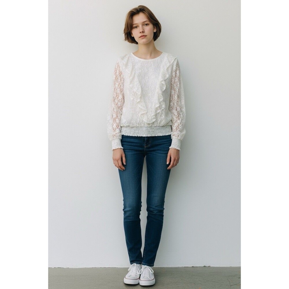 Alison Andrews Women's  Blouse Size Large White Lace